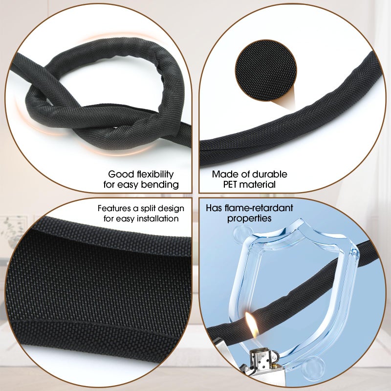 Cacovedo Cord Protector from Pets no Chew, 20FT-1/2inch Cord Managment Cable and Wire Protector from Rabbits, Cats and Other Pets Black - Image 5